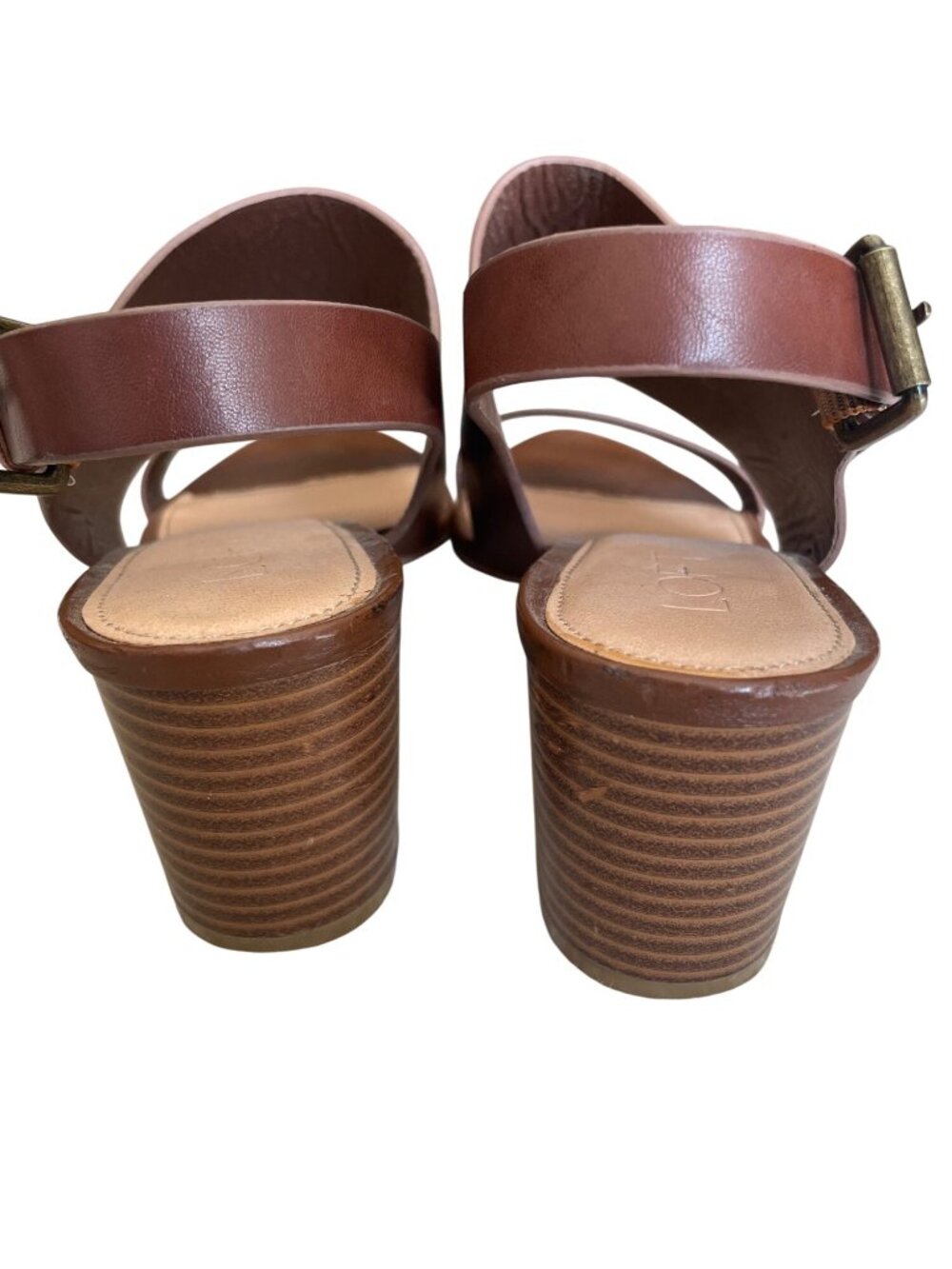 LOFT Brown Faux Leather Block Heel Sandals With Adjustable Strap Womens 8.5 - Picture 9 of 11